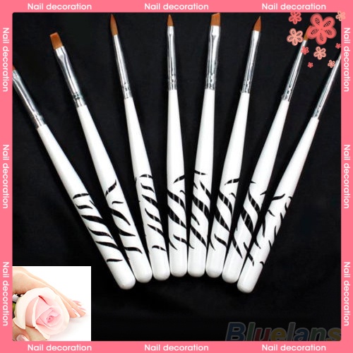 Set 8 Cọ Vẽ Móng Tay Nghệ Thuật Họa Tiết Ngựa Vằn