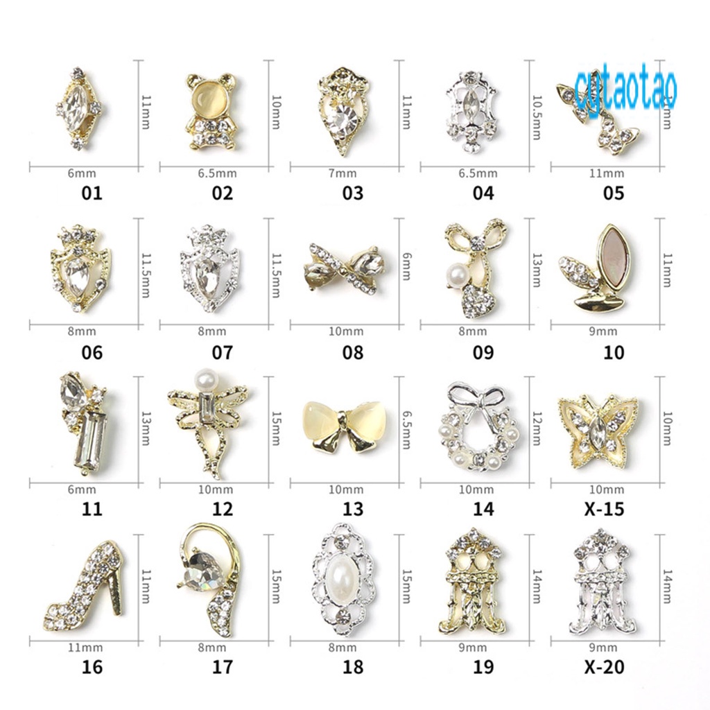 Set 10 Phụ Kiện Trang Trí Móng Tay Nhiều Hình Dạng Không Phai Màu Phong Cách Vintage Charms