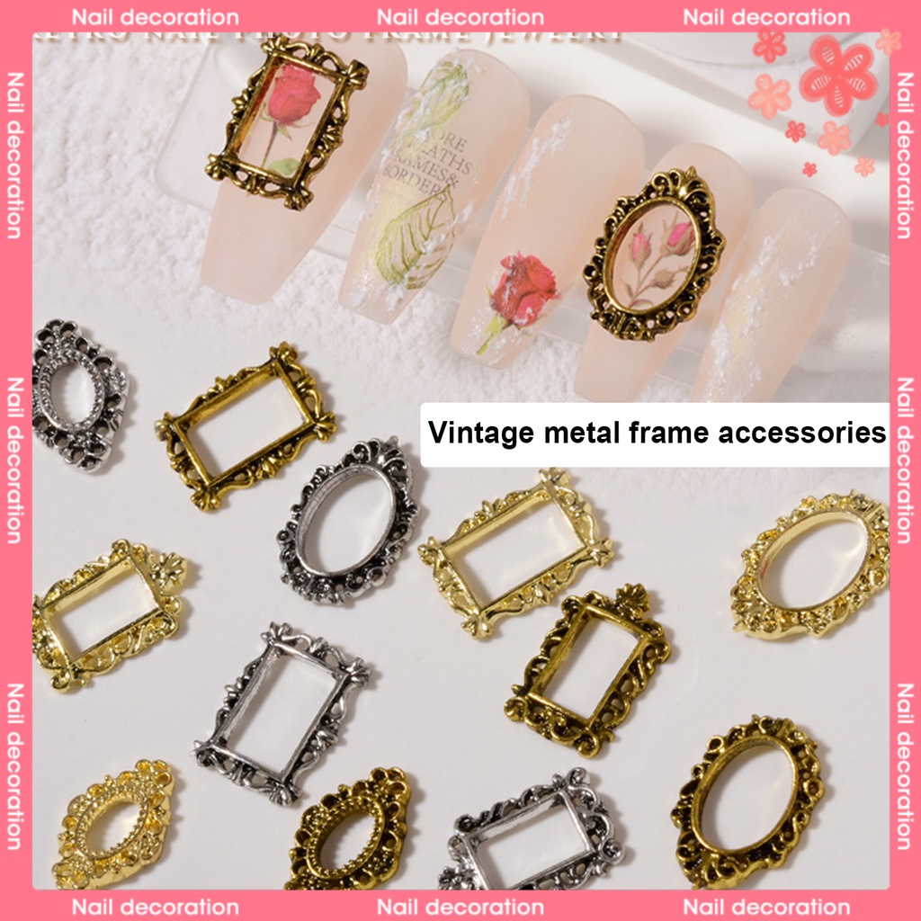 Set 5 Phụ Kiện Trang Trí Móng Tay 3D Bằng Hợp Kim Phong Cách Vintage