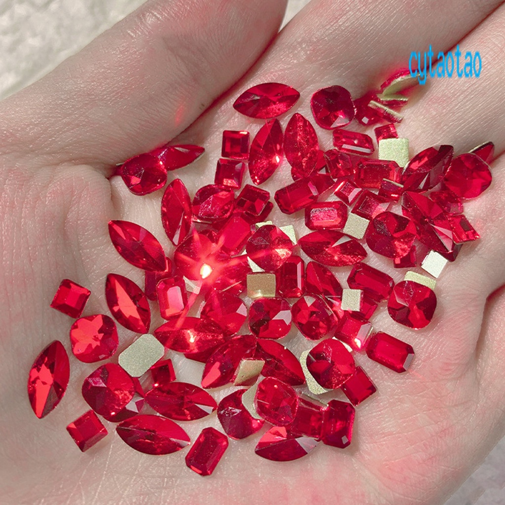 Túi 100 Hạt Đá Thủy Tinh Mặt Phẳng Dùng Trang Trí Móng Tay DIY