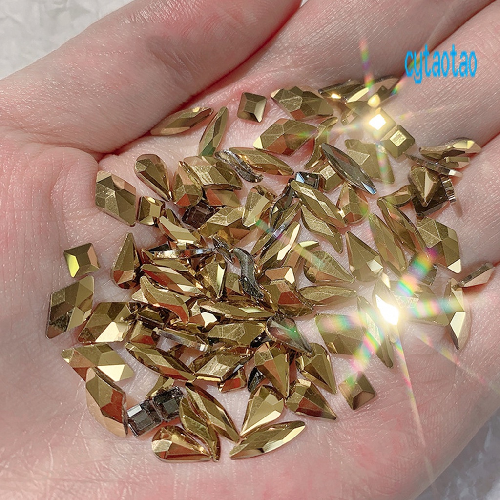 Túi 100 Hạt Đá Thủy Tinh Mặt Phẳng Dùng Trang Trí Móng Tay DIY