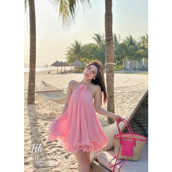 Đầm Yếm Hoa Quắn Cước Kèm Quần Chất Von Chifon Hót Hình Thật