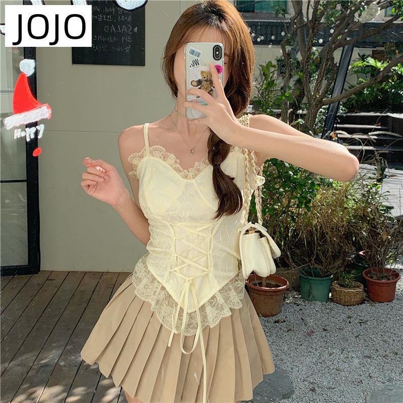 Áo Hai Dây Phối Ren Màu Trơn Phong Cách Hàn Quốc Quyến Rũ Cho Nữ