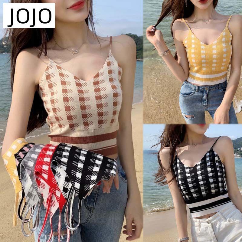 Áo Croptop Hai Dây Cổ Chữ V Họa Tiết Sọc Caro Phong Cách Retro Hong Kong Thời Trang Xuân Hè Mới Cho Nữ