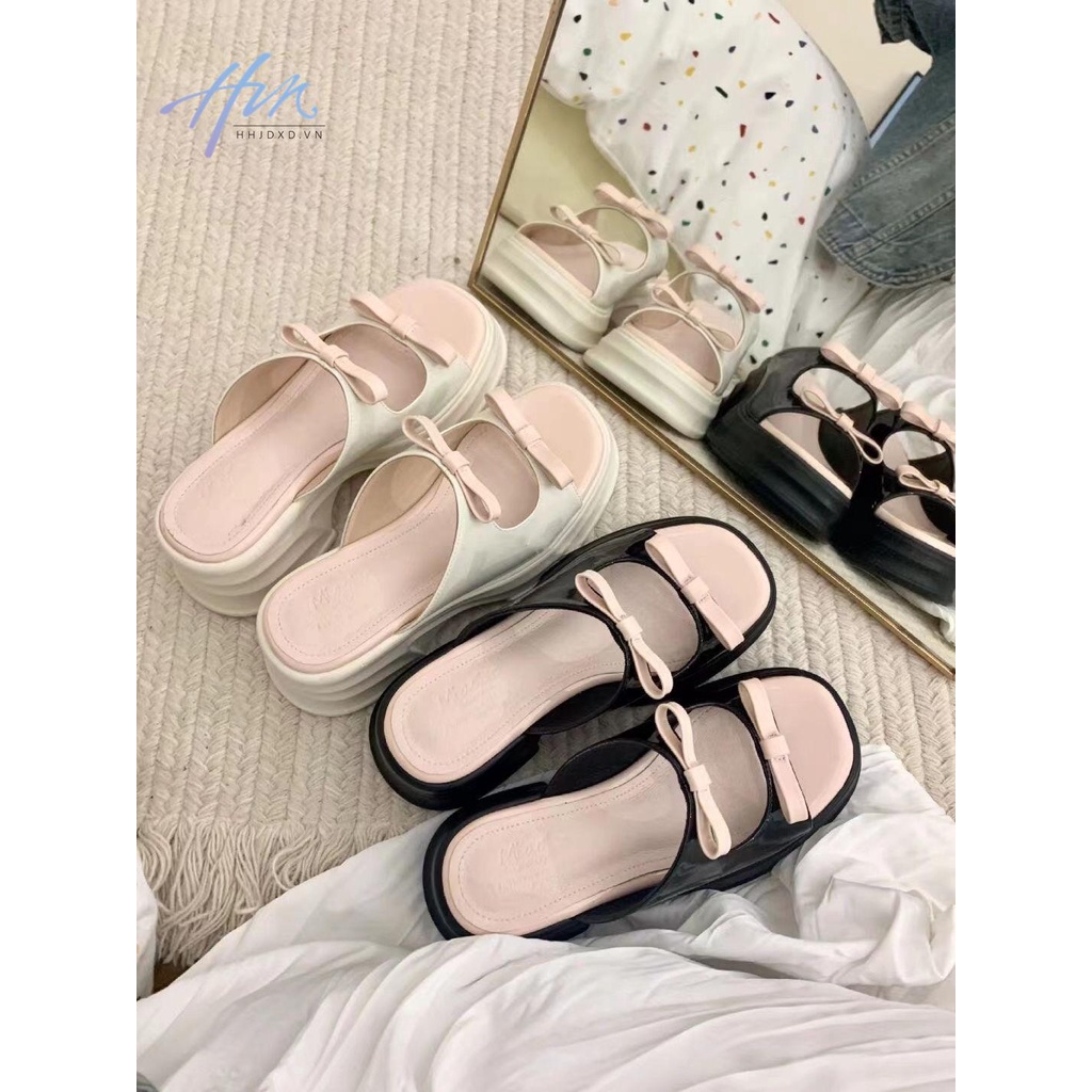 Giày Cao Gót Hở Mũi Đính Nơ Hồng Thời Trang Mùa Hè Cho Nữ