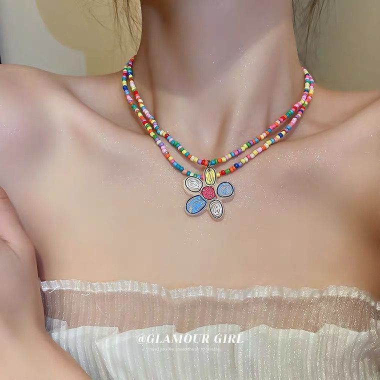 Dây Chuyền Hai Lớp Đính Hạt Hình Bướm Nhiều Màu Sắc Thời Trang Sang Trọng Cho Nữ