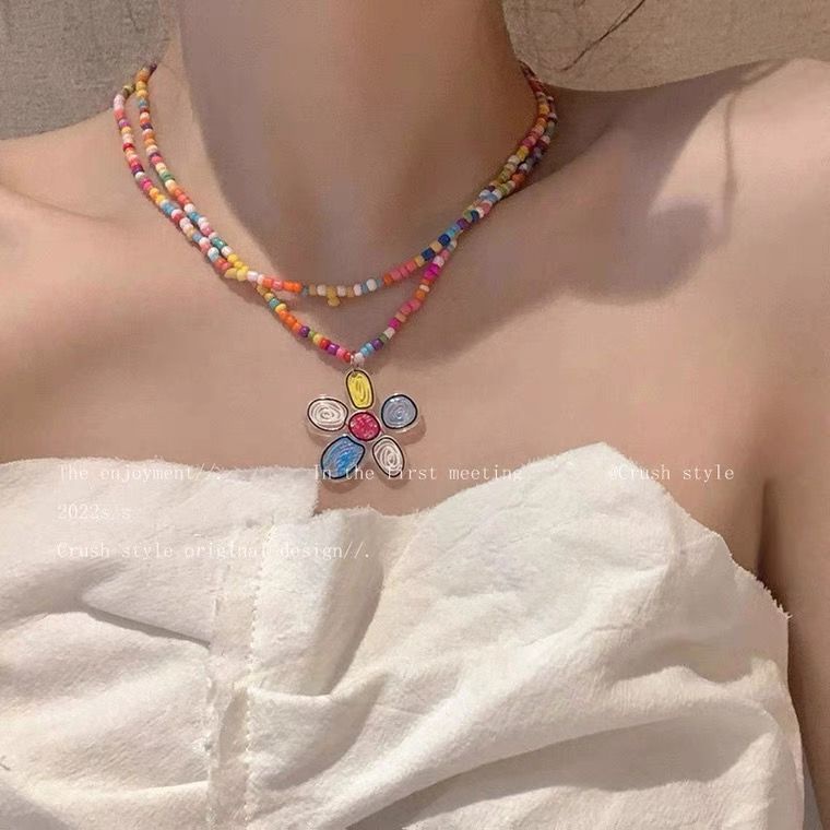 Dây Chuyền Hai Lớp Đính Hạt Hình Bướm Nhiều Màu Sắc Thời Trang Sang Trọng Cho Nữ