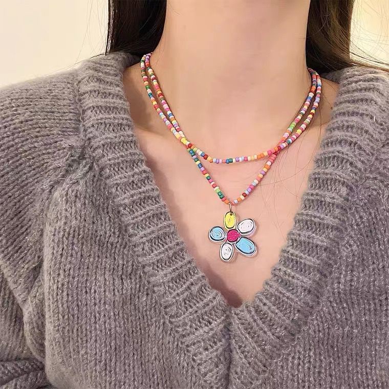 Dây Chuyền Hai Lớp Đính Hạt Hình Bướm Nhiều Màu Sắc Thời Trang Sang Trọng Cho Nữ