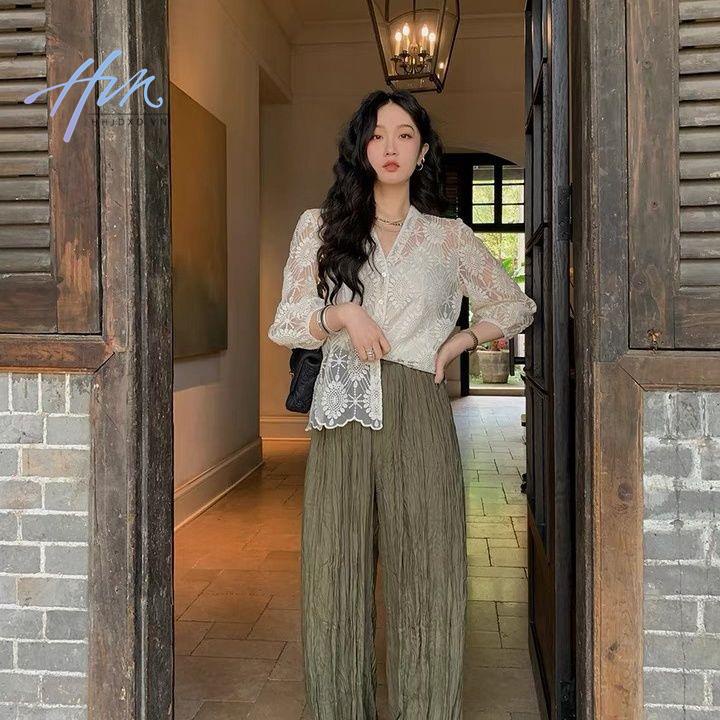 Áo Sơ Mi Ren Thêu Họa Tiết Cao Cấp Thời Trang Mùa Hè Dành Cho Nữ