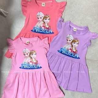 Đầm thun cotton bé gái Elsa Anna