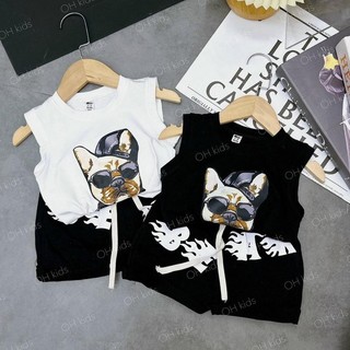 Bộ cotton chó mặt xệ cool ngầu