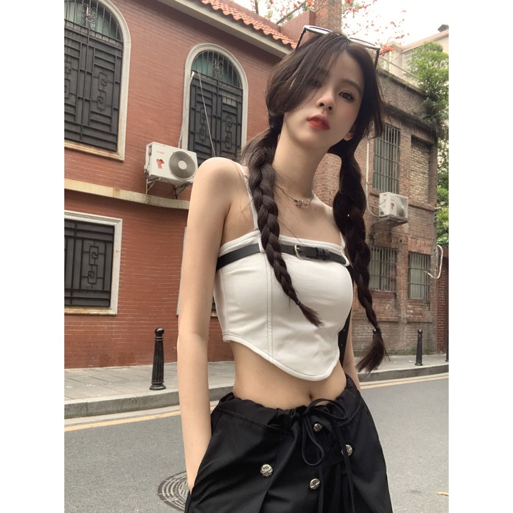 Mới Áo Ống Hai Dây Dáng Ngắn Thiết Kế Ngọt Ngào Dễ Phối Đồ Cho Bạn Gái