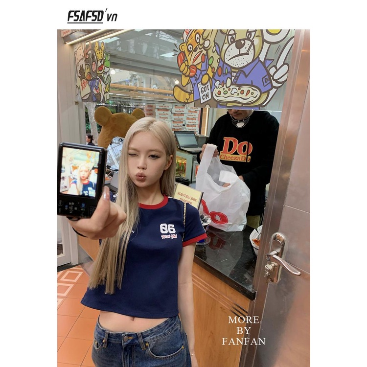 Áo Thun Thể Thao Tay Ngắn In Họa Tiết Phong Cách Retro Cho Nữ