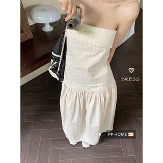 Đầm Dài Họa Tiết Kẻ Sọc Phong Cách Hàn Quốc Ngọt Ngào Cho Nữ