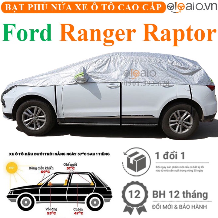 Bạt trùm phủ nóc dành cho xe Ford Ranger Raptor vải dù 3 lớp cao cấp - OTOALO