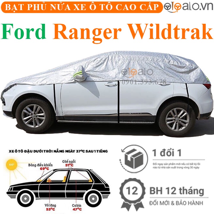 Bạt trùm phủ nóc dành cho xe Ford Ranger Wildtrak vải dù 3 lớp cao cấp - OTOALO