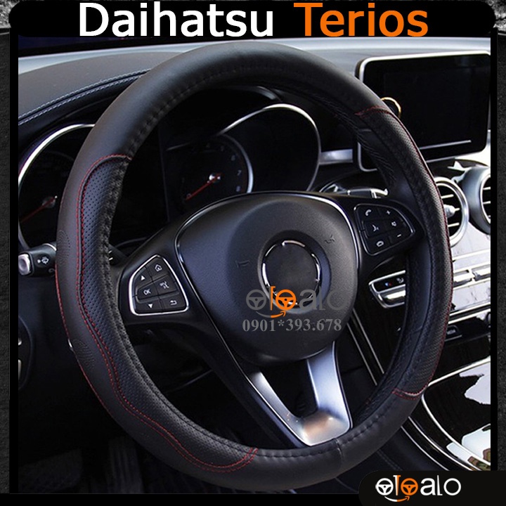 Bọc ốp vô lăng dành cho xe Daihatsu Terios da PU cao cấp - màu đen