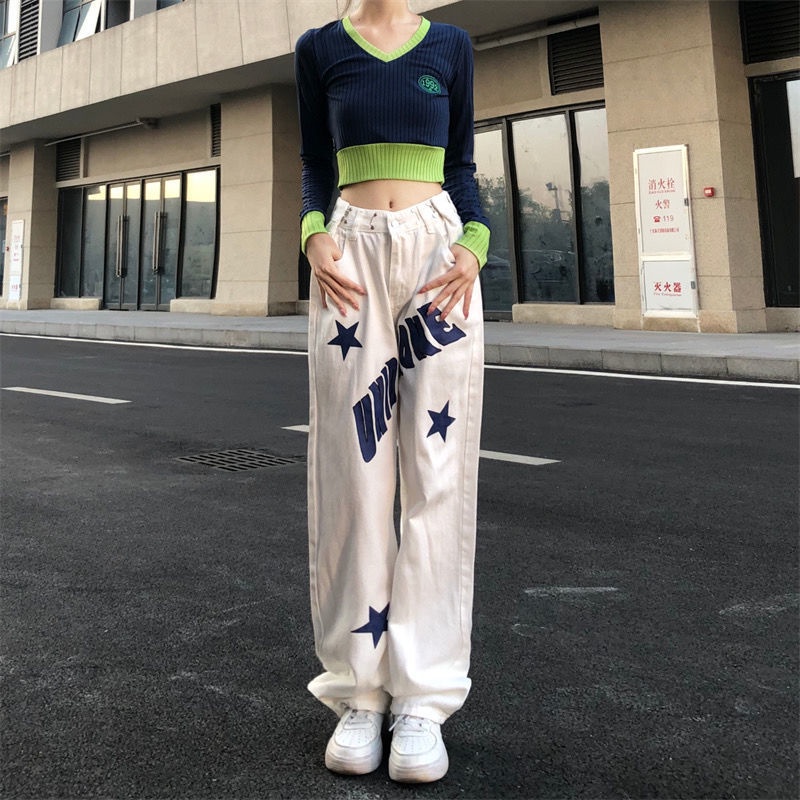 Quần Jean Lưng Cao Form Rộng Kiểu Dáng Mới Theo Phong Cách Mỹ Dễ Phối Đồ