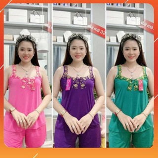 Đồ bộ nữ bộ thun lạnh dây bản đùi mặc nhà-đồ bộ thun lạnh dây bản mặc nhà từ 40kg-70kg