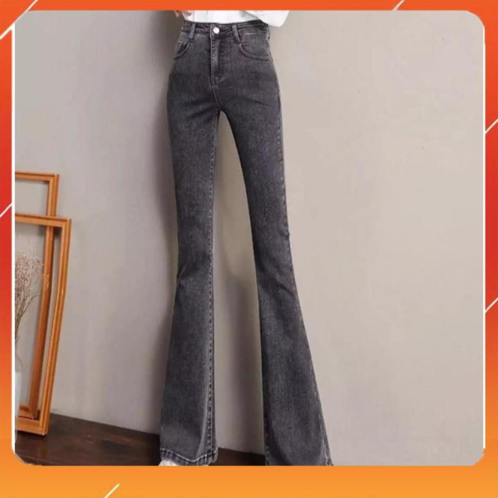Quần Jeans Nữ Ống Bass Lưng Cao Cotton 100% Co Giãn 4 Chiều Hàng Công Ty Thiết Kế