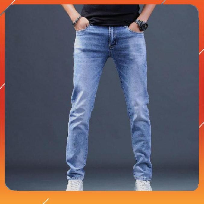 Quần Jean Nam Chất Bò Trơn Dáng Skinny Co Giãn Cao Cấp Sang Trọng Xuất Khẩu