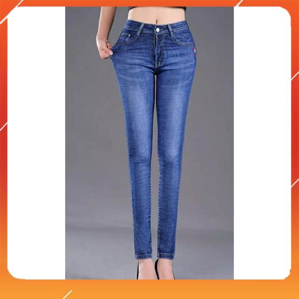 Freeship_ Quần bò denim Quần jean nữ trơn Co Giãn lưng cao nhiều màu
