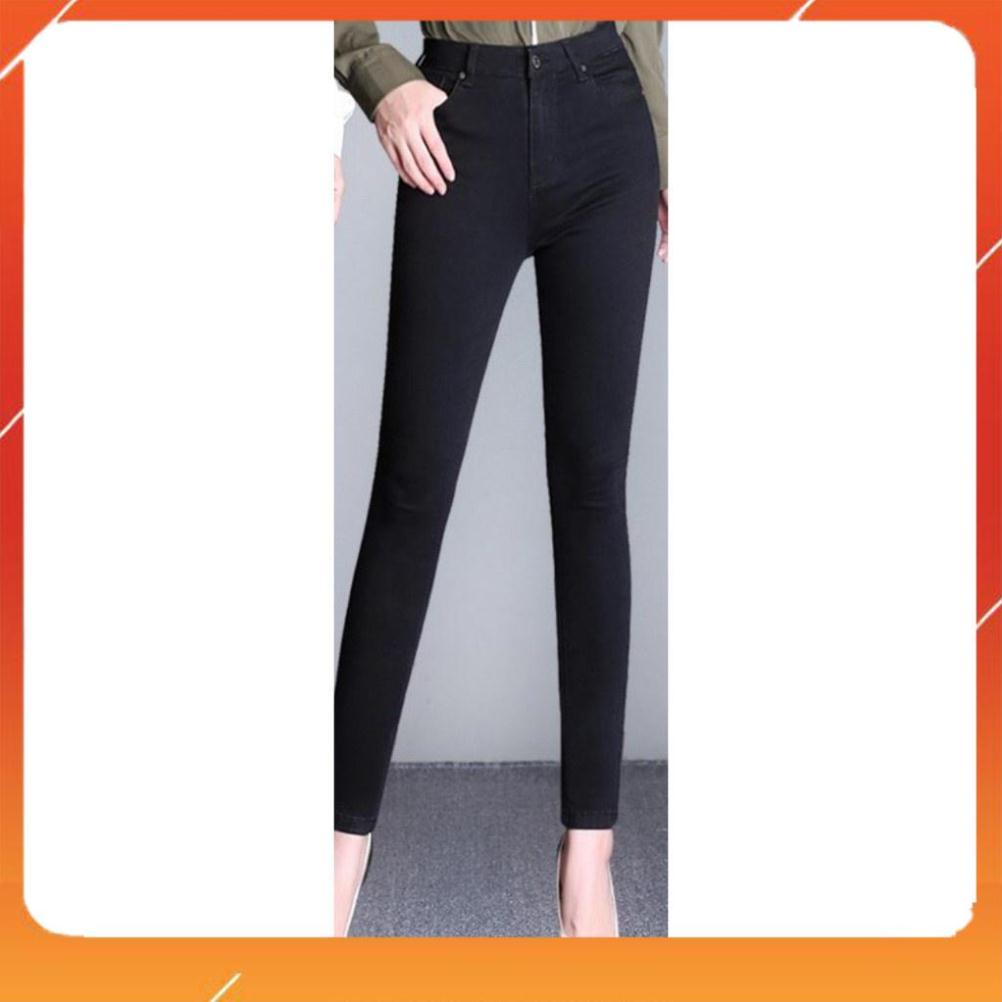 Quần Jean Nữ Chất Bò Trơn Lưng Cao Co Giãn Dáng Skinny Xuất Khẩu Cao Cấp