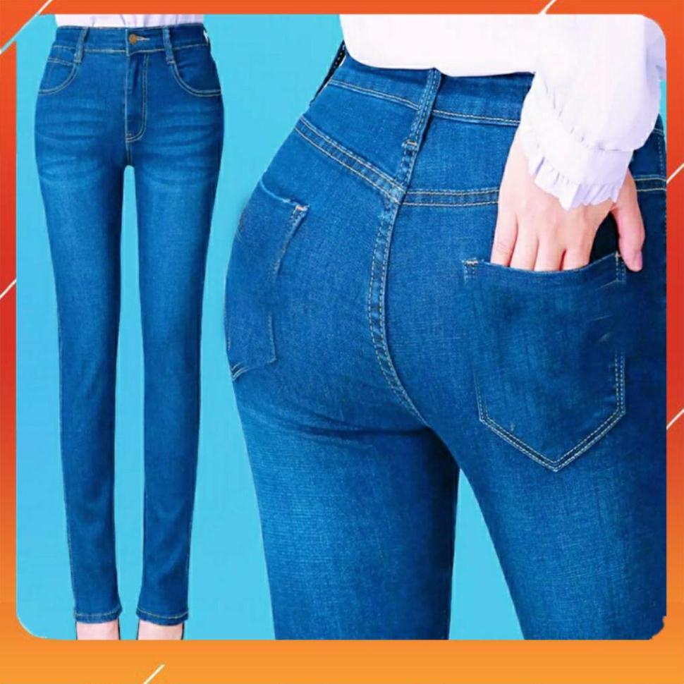 Quần jean nữ Quần bò nữ trơn Co Giãn lưng cao nhiều màu size 25-35