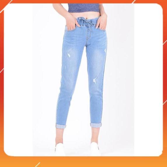 Freeship_ Quần Jean Nữ Quần Baggy Lưng Thun 9 Tấc Co Giãn 4 Chiều Cao Cấp Xuất khẩu
