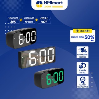 Đồng hồ báo thức đèn LED Jiashi tích hợp gương điều khiển giọng nói, 3 chế độ hiển thị, 2 chế độ sạc - DHL01