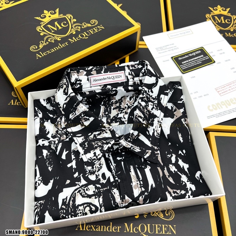 Áo Sơ Sơ Mi Cộc Tay MCQ Loang Màu Hot Vải Thoáng Mát Tốt