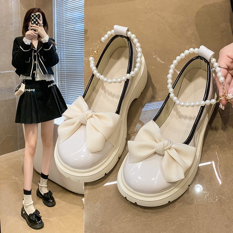 Giày Da Đế Dày Phong Cách Retro Pháp Thời Trang Mùa Xuân 2023 Cho Nữ