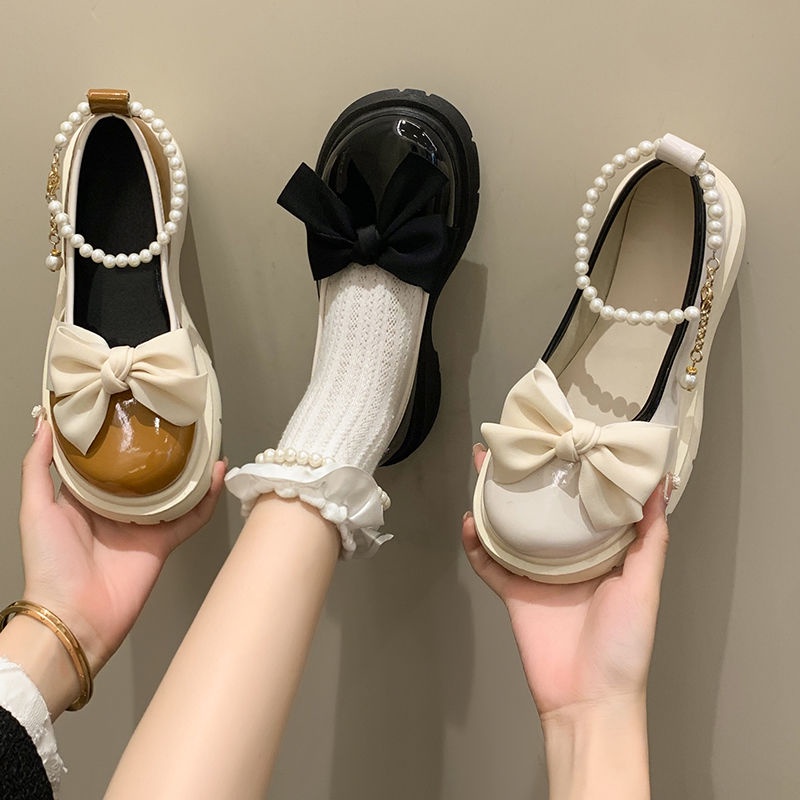 Giày Da Đế Dày Phong Cách Retro Pháp Thời Trang Mùa Xuân 2023 Cho Nữ