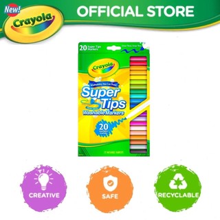 Bút lông màu Supertips Crayola Washable Marker | Nét mảnh nét đậm | Có thể rửa được | Bộ 20 màu