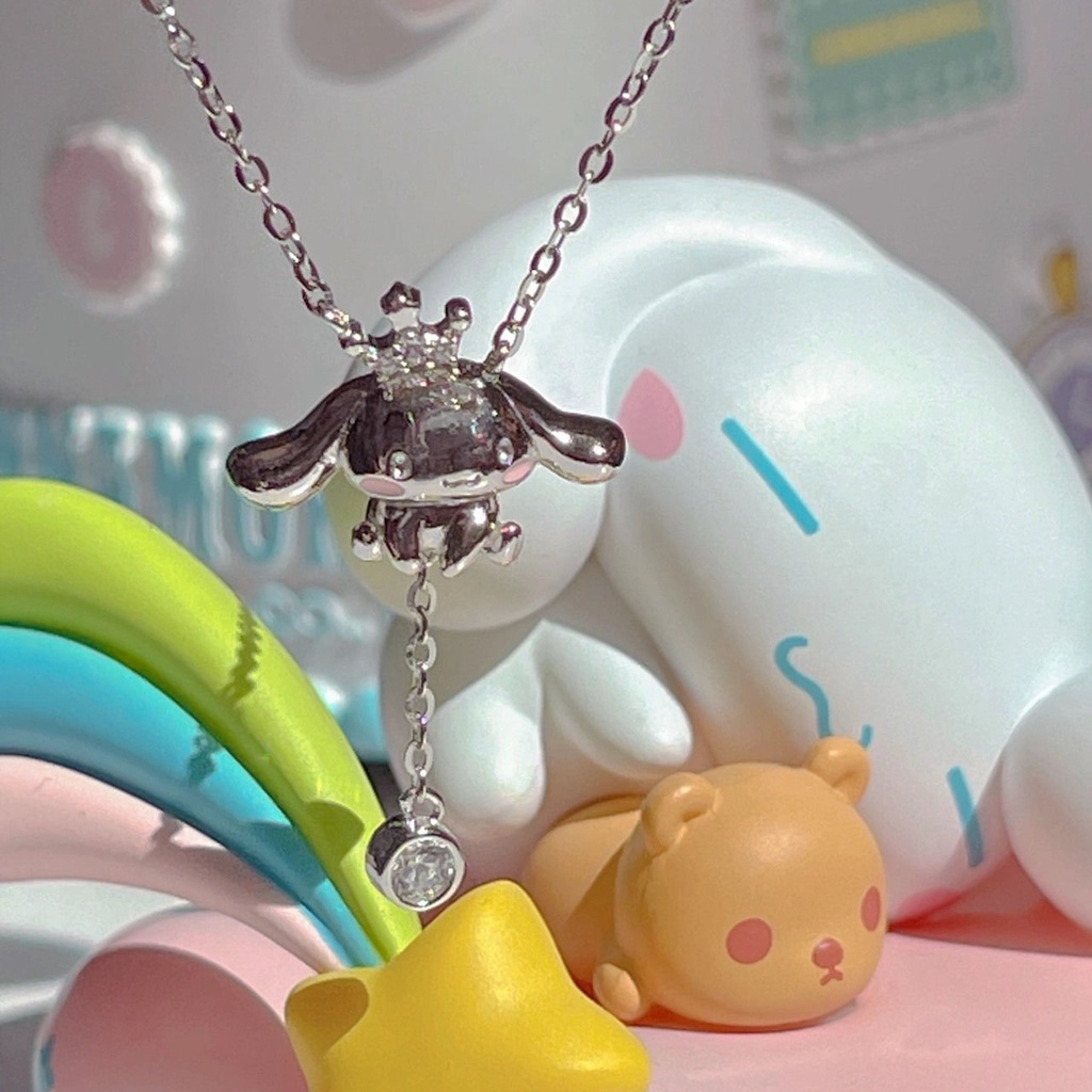 Vòng cổ Mạ Bạc 925 Mặt Hình Chú Chó Sanrio Dễ Thương Cho Nữ