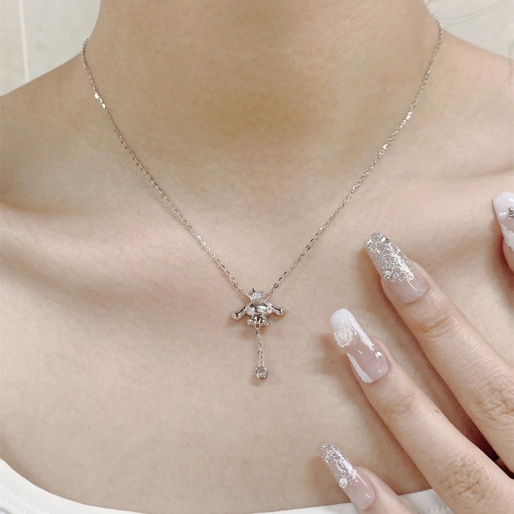 Vòng cổ Mạ Bạc 925 Mặt Hình Chú Chó Sanrio Dễ Thương Cho Nữ