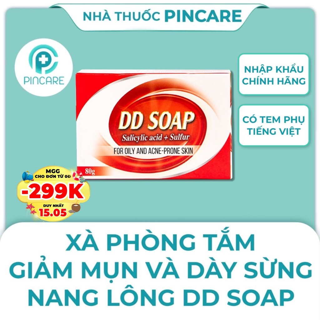 Xà phòng tắm DD Soap 80g giảm mụn, dày sừng - Hàng chính hãng - Nhà thuốc PinCare