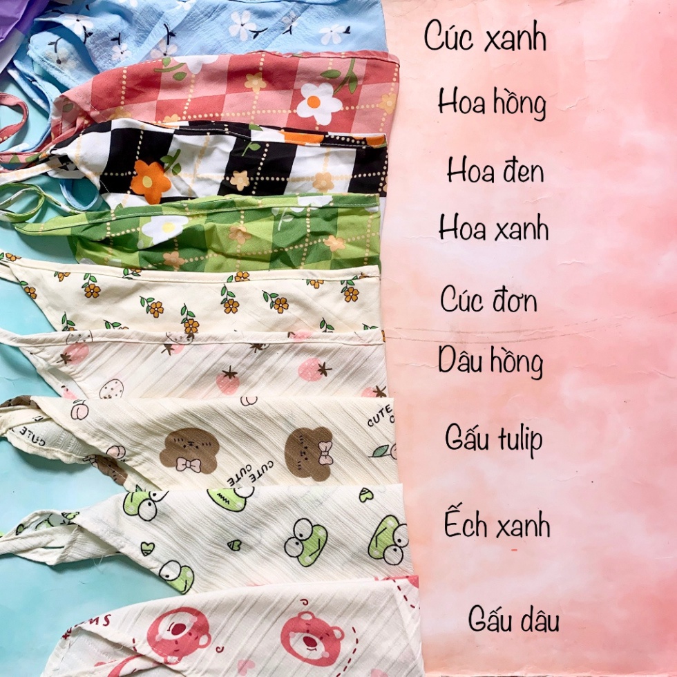 KHĂN BANDANA TAM GIÁC CỘT DÂY, HOA VẢI LỤA ĐẸP, KHĂN TAM GIÁC ĐỘI ĐẦU VINTAGE PKX