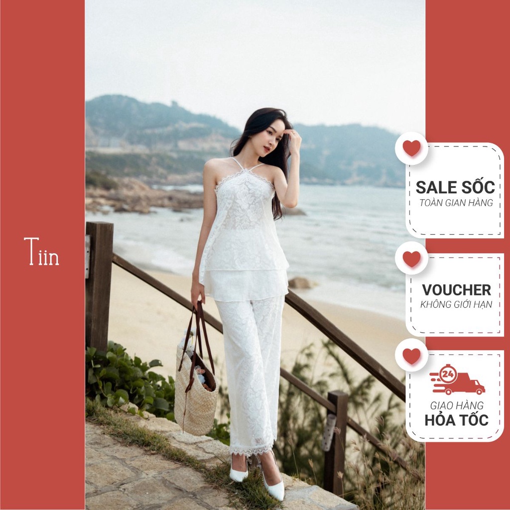 Quần suông gấu phối ren thời trang TIINSTORE Q0D156