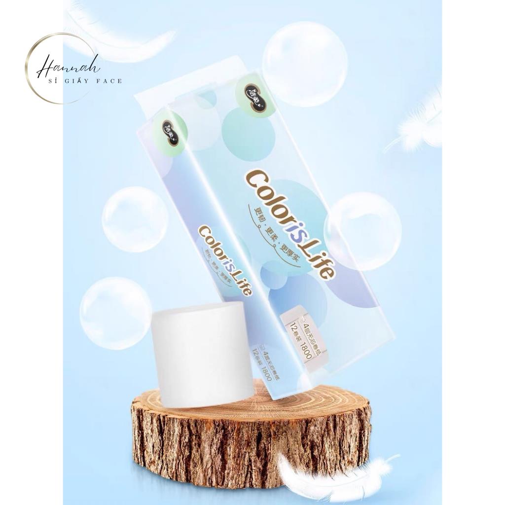 Giấy vệ sinh tan trong nước Color MỚI 12 cuộn >1.8kg - Hannah sỉ giấy face - Hannah sỉ giấy face