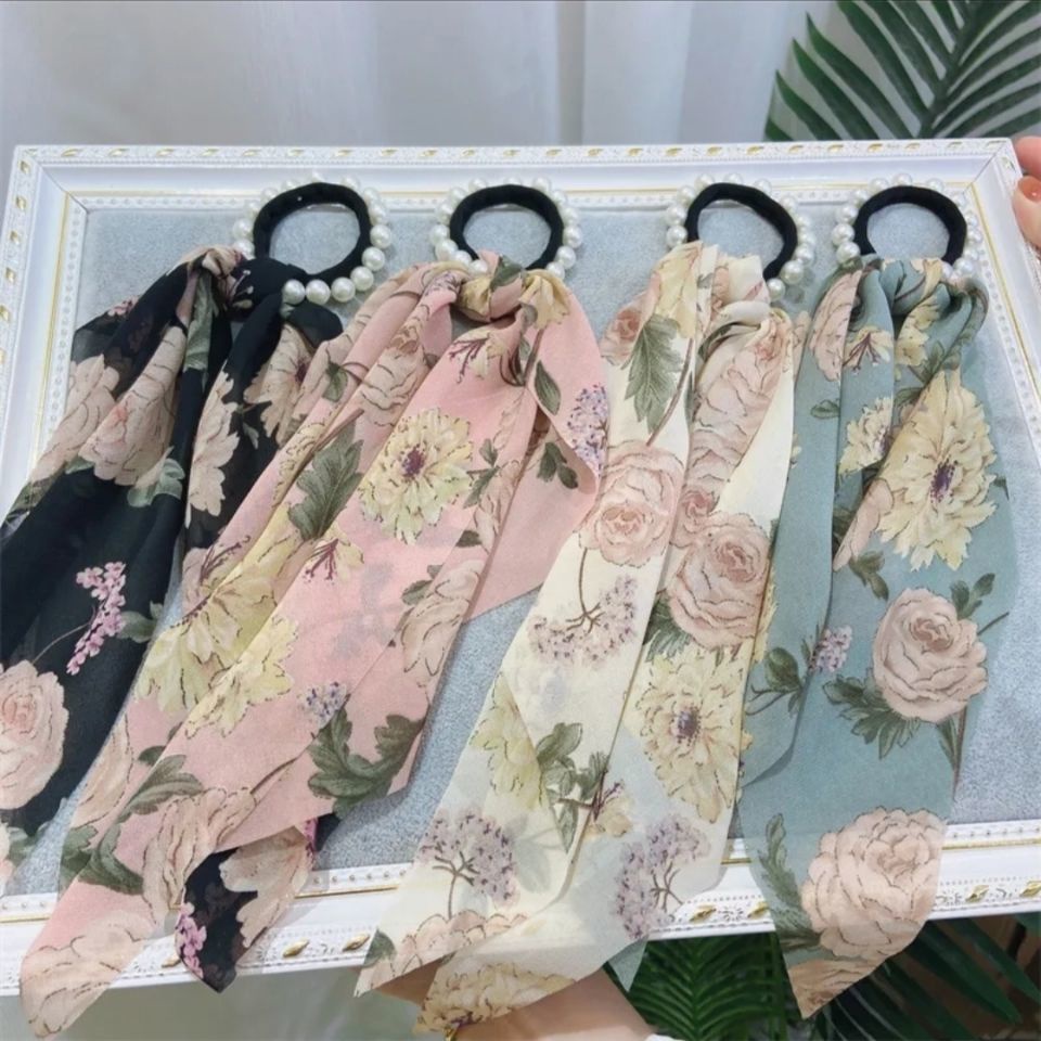 Dây Cột Tóc Đính Hoa Và Ngọc Trai Lớn Hợp Thời Trang Cho Nữ