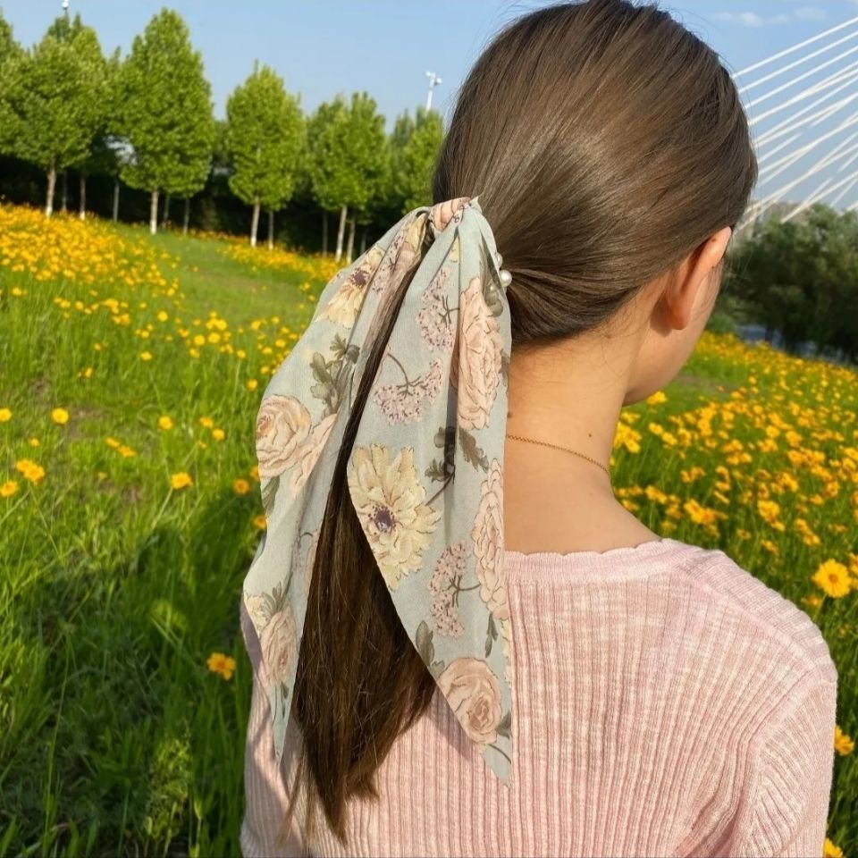 Dây Cột Tóc Đính Hoa Và Ngọc Trai Lớn Hợp Thời Trang Cho Nữ