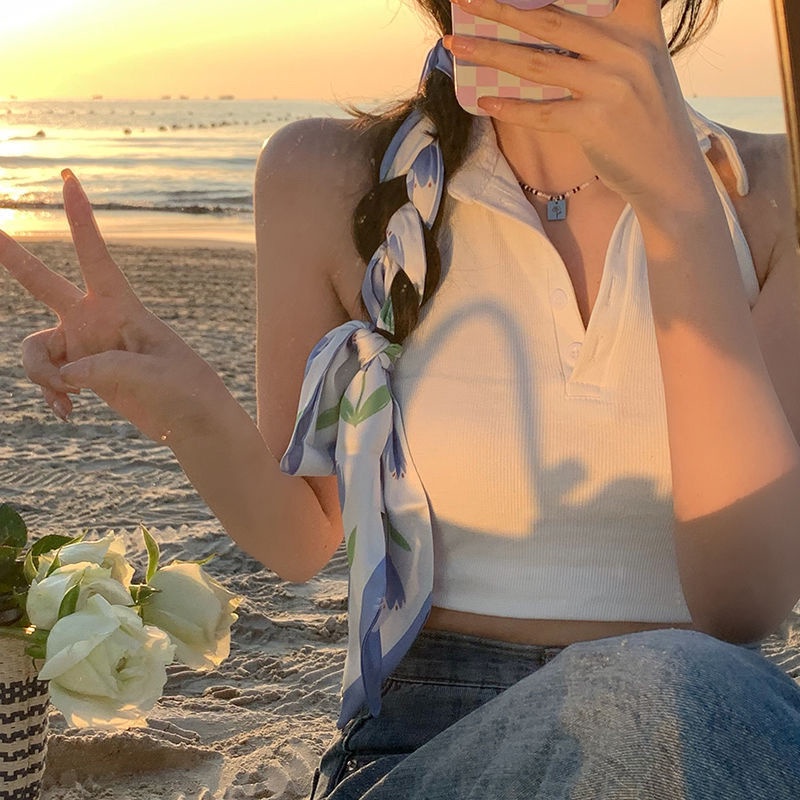 Khăn Quàng Cổ Lụa Cao Cấp Chống Nắng Phong Cách Phương Tây Cho Nữ