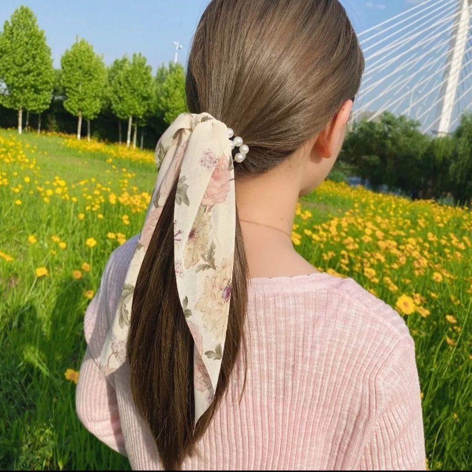 Dây Cột Tóc Đính Hoa Và Ngọc Trai Lớn Hợp Thời Trang Cho Nữ