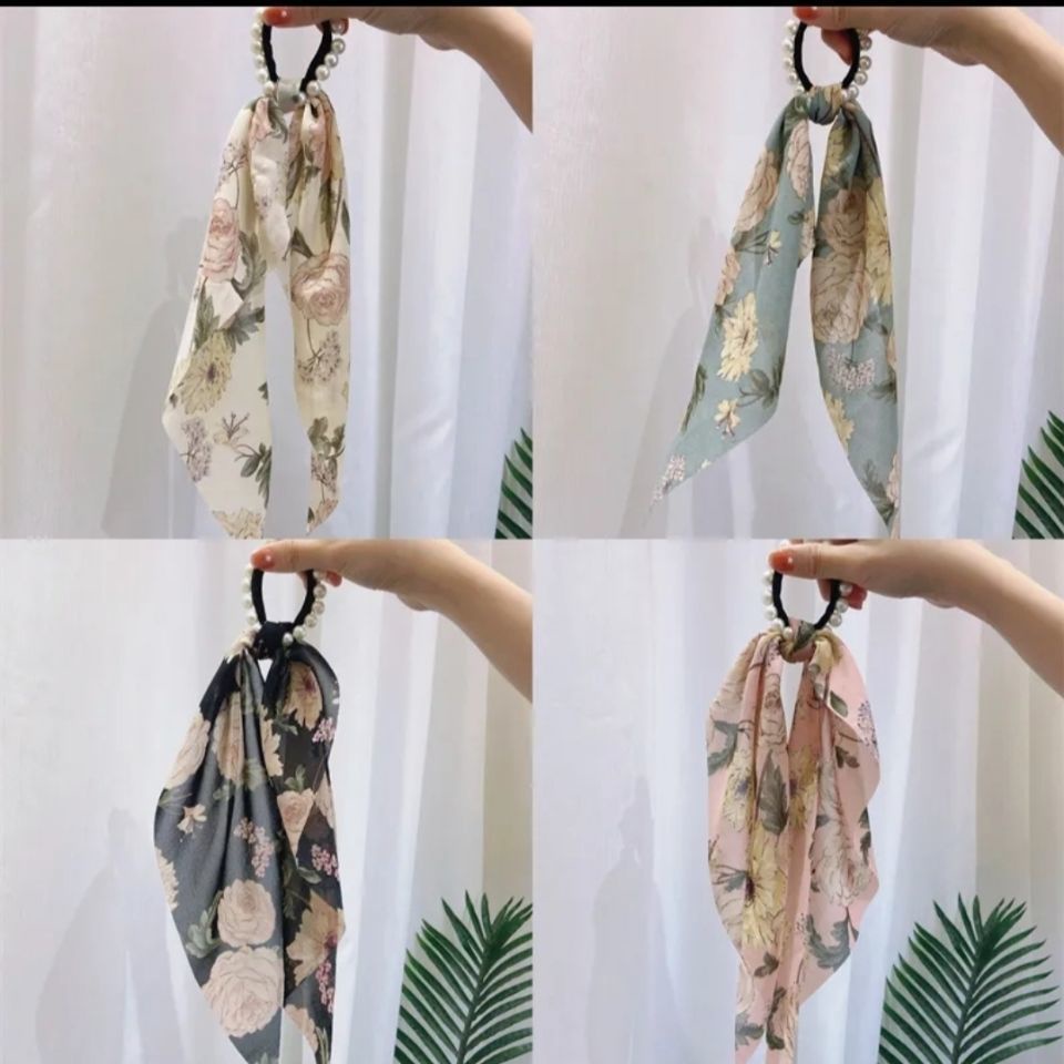 Dây Cột Tóc Đính Hoa Và Ngọc Trai Lớn Hợp Thời Trang Cho Nữ