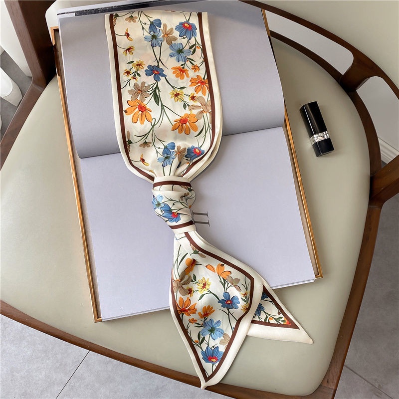 Khăn Choàng Cổ Kiêm Túi Xách Bằng Lụa Họa Tiết Hoa Sang Trọng Thời Trang Cho Nữ