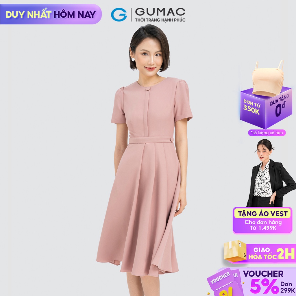 Đầm 2 nút eo GUMAC DD04027