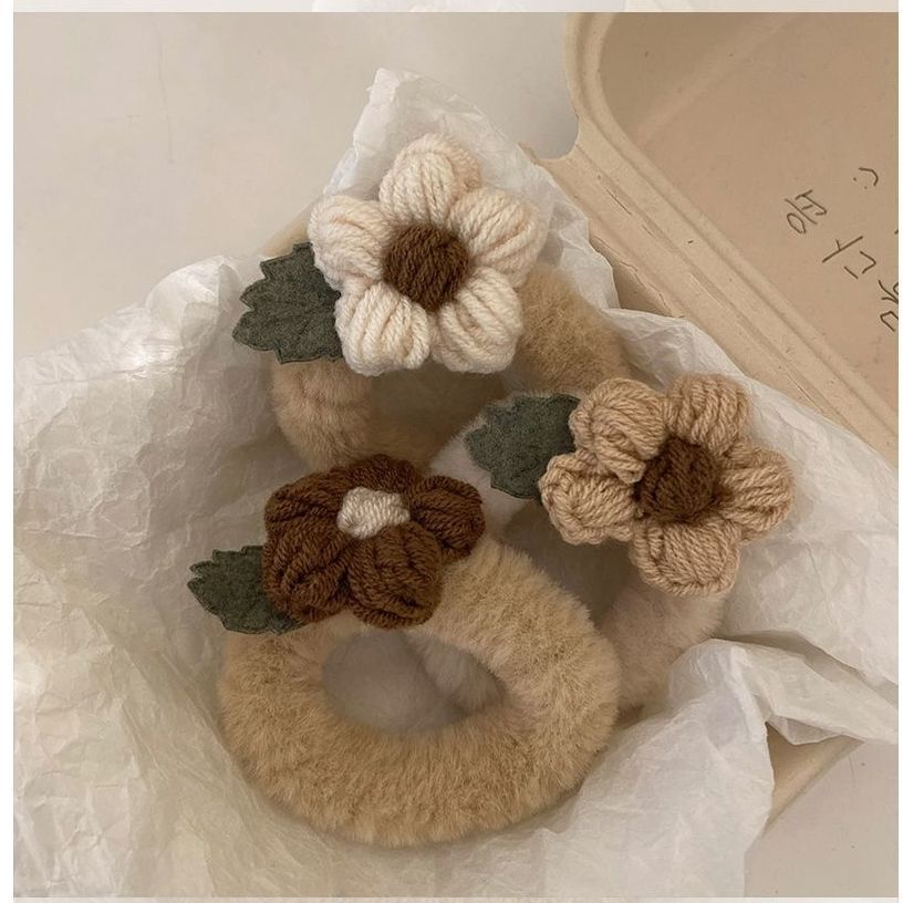 Dây Cột Tóc Cao Su Bọc Vải Bông Họa Tiết Hoa Ngọt Ngào Dễ Thương Cho Nữ