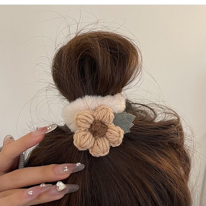 Dây Cột Tóc Cao Su Bọc Vải Bông Họa Tiết Hoa Ngọt Ngào Dễ Thương Cho Nữ