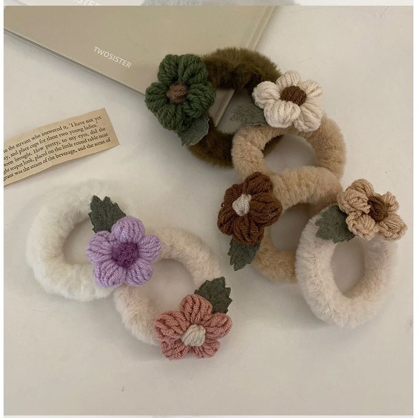 Dây Cột Tóc Cao Su Bọc Vải Bông Họa Tiết Hoa Ngọt Ngào Dễ Thương Cho Nữ